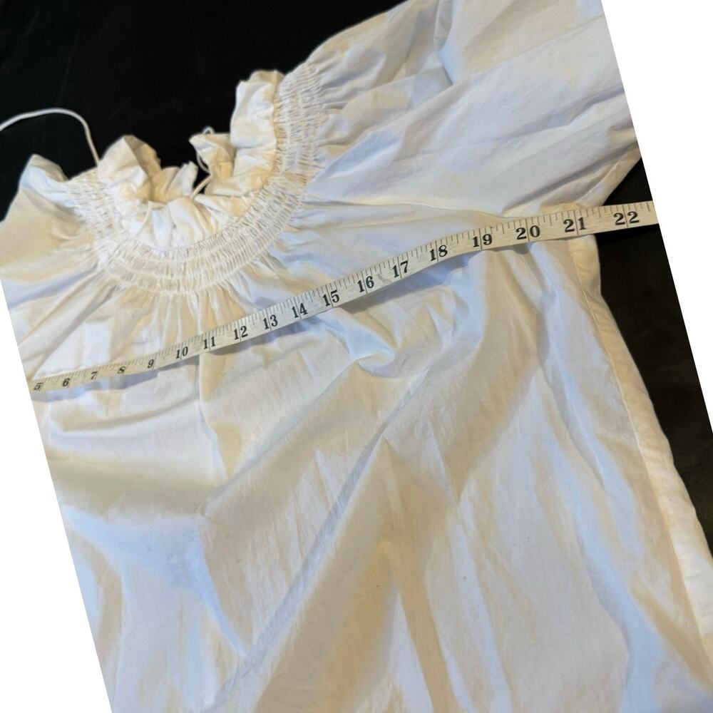 J.Crew Re-Imagined White Puff Sleeve Smocked Peasant Blouse Women’s Size Small - Picture 7 of 8